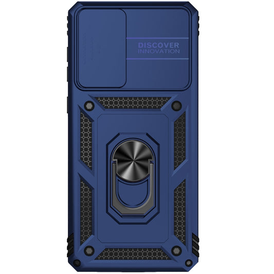 For Samsung Galaxy A73 5G Sliding Camshield Holder Phone Case(Blue) by buy2fix