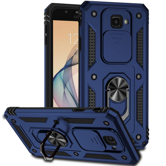 For Samsung Galaxy J7 Prime Sliding Camshield Holder Phone Case(Blue) by buy2fix