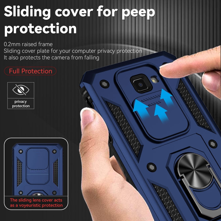 For Samsung Galaxy J7 Prime Sliding Camshield Holder Phone Case(Blue) by buy2fix