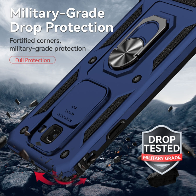 For Samsung Galaxy J7 Prime Sliding Camshield Holder Phone Case(Blue) by buy2fix