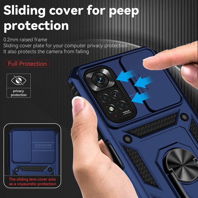 For Xiaomi Redmi Note 11 Global Sliding Camshield Holder Phone Case(Blue) - Xiaomi Accessories by buy2fix | Online Shopping UK | buy2fix