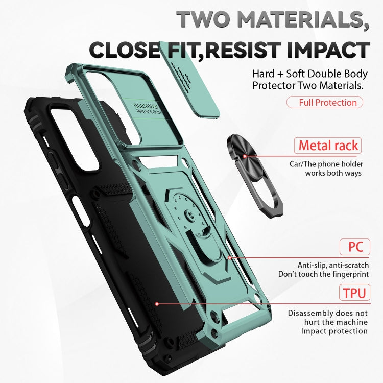 For Xiaomi Redmi Note 11 Global Sliding Camshield Holder Phone Case(Dark Green) - Redmi Note 11 Case by buy2fix | Online Shopping UK | buy2fix