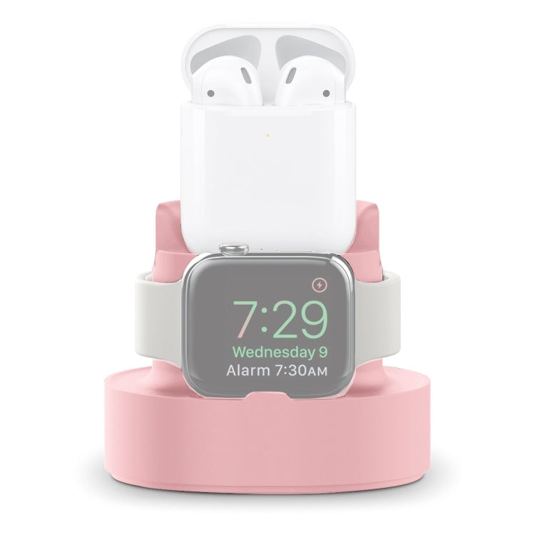 A001 3 In 1 Silicone Charging Holder for iPhone / iWatch / AirPods(Pink) by buy2fix