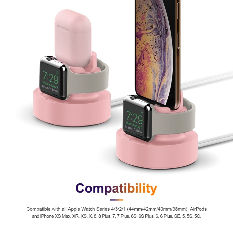 A001 3 In 1 Silicone Charging Holder for iPhone / iWatch / AirPods(Pink) by buy2fix