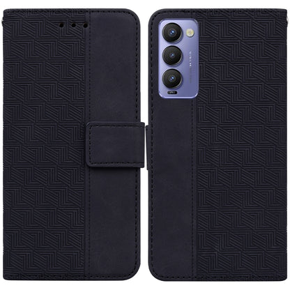 For Tecno Camon 18 / 18P Geometric Embossed Leather Phone Case(Black) by buy2fix