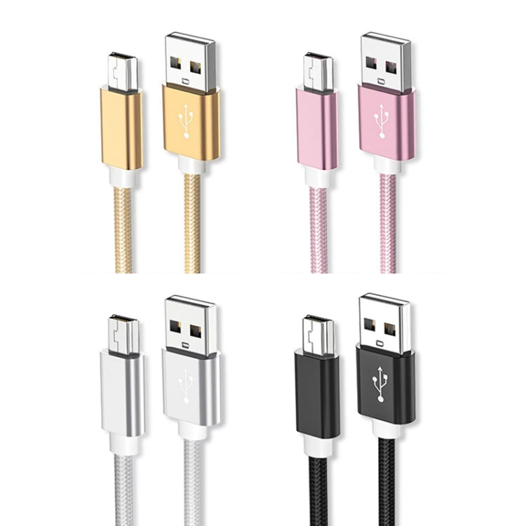 5 PCS Mini USB to USB A Woven Data / Charge Cable for MP3, Camera, Car DVR, Length:0.25m(Rose Gold) - Camera Accessories by buy2fix | Online Shopping UK | buy2fix