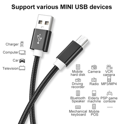 5 PCS Mini USB to USB A Woven Data / Charge Cable for MP3, Camera, Car DVR, Length:0.25m(Silver) - Camera Accessories by buy2fix | Online Shopping UK | buy2fix