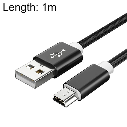 5 PCS Mini USB to USB A Woven Data / Charge Cable for MP3, Camera, Car DVR, Length:1m(Black) - Camera Accessories by buy2fix | Online Shopping UK | buy2fix