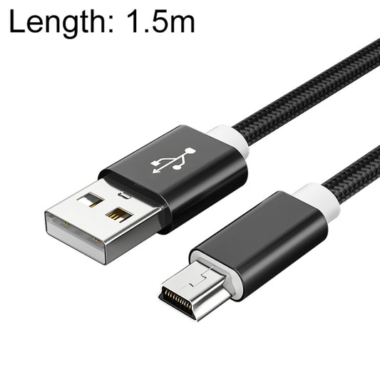 5 PCS Mini USB to USB A Woven Data / Charge Cable for MP3, Camera, Car DVR, Length:1.5m(Black) - Camera Accessories by buy2fix | Online Shopping UK | buy2fix