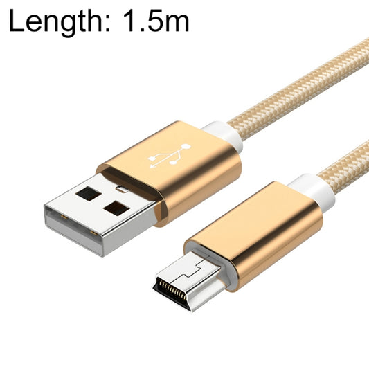 5 PCS Mini USB to USB A Woven Data / Charge Cable for MP3, Camera, Car DVR, Length:1.5m(Gold) - Camera Accessories by buy2fix | Online Shopping UK | buy2fix