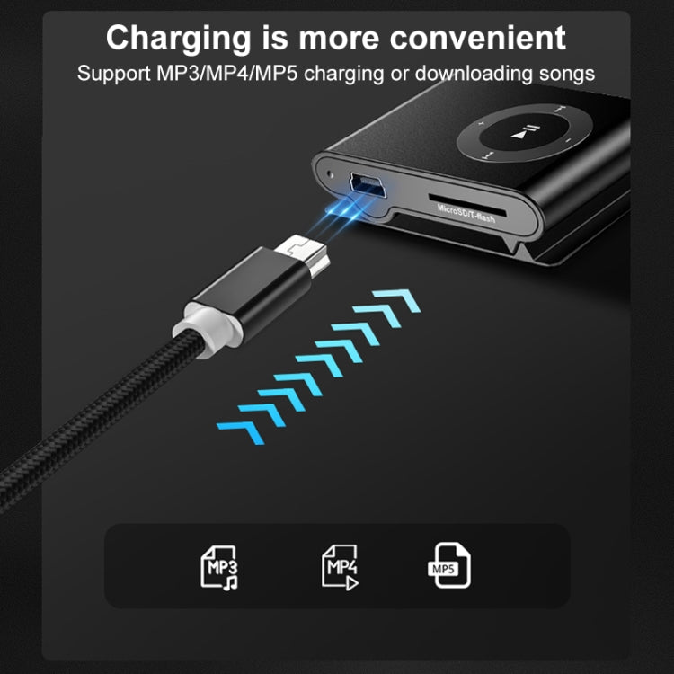 5 PCS Mini USB to USB A Woven Data / Charge Cable for MP3, Camera, Car DVR, Length:1.5m(Black) - Camera Accessories by buy2fix | Online Shopping UK | buy2fix