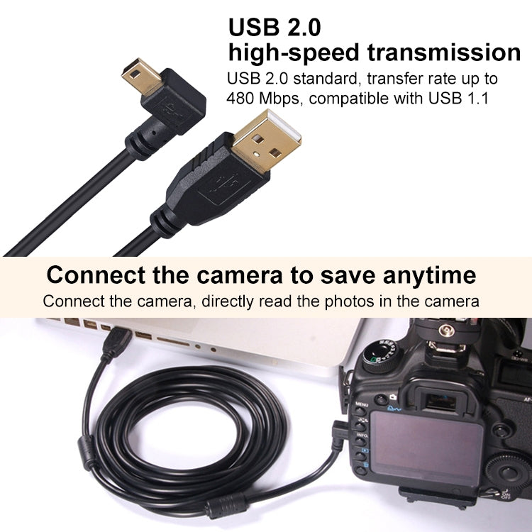 3m Elbow Mini 5 Pin to USB 2.0 Camera Extension Data Cable - Camera Accessories by buy2fix | Online Shopping UK | buy2fix