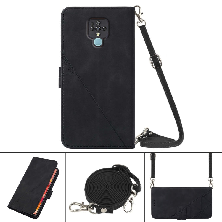 For Tecno Camon 16 Crossbody 3D Embossed Flip Leather Phone Case(Black) by buy2fix