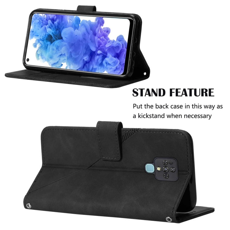 For Tecno Camon 16 Crossbody 3D Embossed Flip Leather Phone Case(Black) by buy2fix