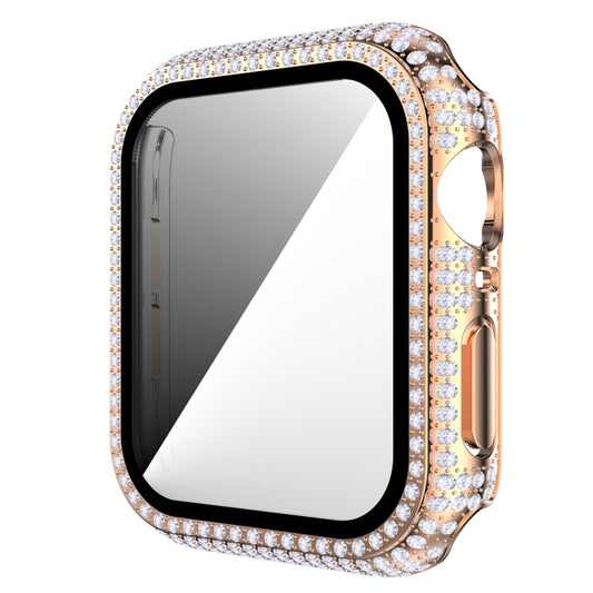 Diamond PC + Tempered Glass Watch Case For Apple Watch Series 6&SE&5&4 40mm(Rose Gold) by buy2fix