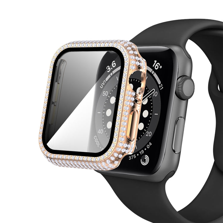 Diamond PC + Tempered Glass Watch Case For Apple Watch Series 6&SE&5&4 40mm(Rose Gold) by buy2fix
