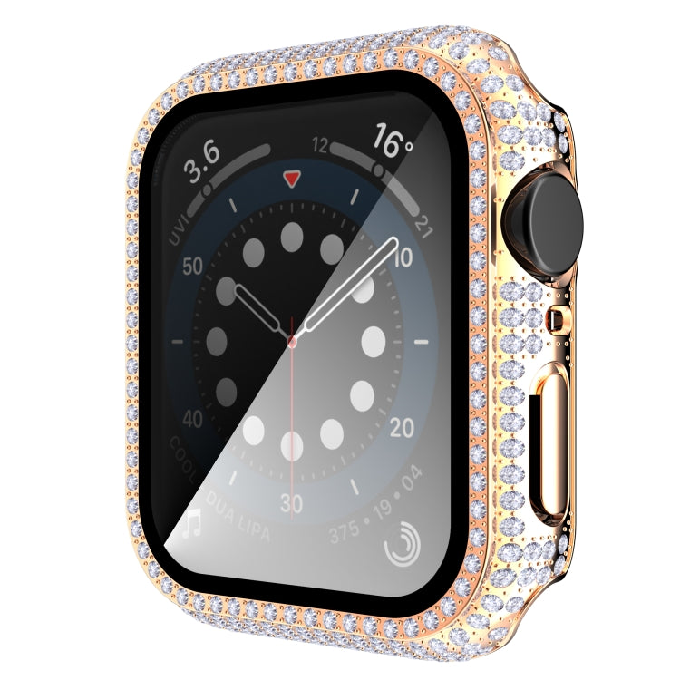 Diamond PC + Tempered Glass Watch Case For Apple Watch Series 6&SE&5&4 40mm(Rose Gold) by buy2fix