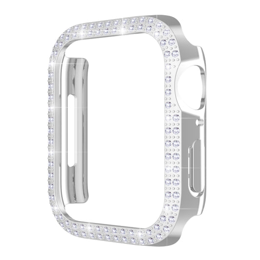 Double-Row Diamond PC Watch Case For Apple Watch Series 9 / 8 / 7 41mm(Silver) by buy2fix