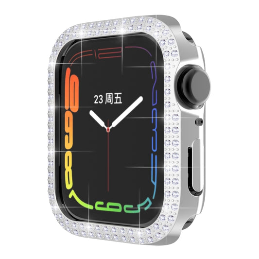 Double-Row Diamond PC Watch Case For Apple Watch Series 9 / 8 / 7 41mm(Silver) by buy2fix