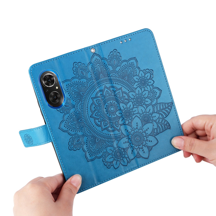 For Honor 50 SE / Huawei nova 9 SE 7-petal Flowers Embossed Flip Leather Phone Case(Blue) - Mobile Accessories by buy2fix | Online Shopping UK | buy2fix