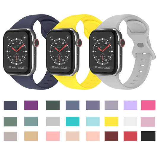 Butterfly Buckle Silicone Watch Band, Size: L For Apple Watch Series 9&8&7 41mm / SE 3&SE 2&6&SE&5&4 40mm / 3&2&1 38mm(Cloud Grey) by buy2fix