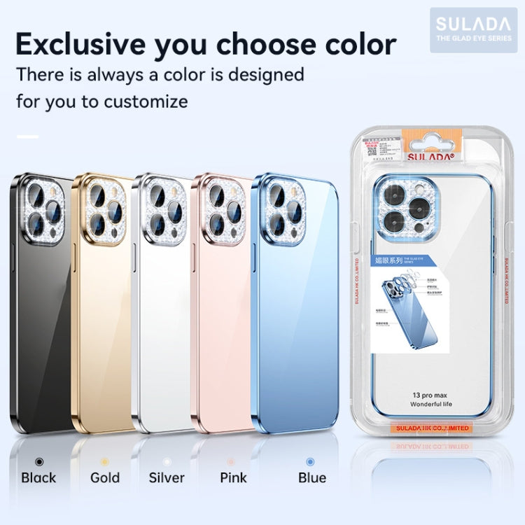 For iPhone 13 SULADA Diamond Lens Protector Plated Frosted Case(Sierra Blue) - iPhone 13 Cases by SULADA | Online Shopping UK | buy2fix