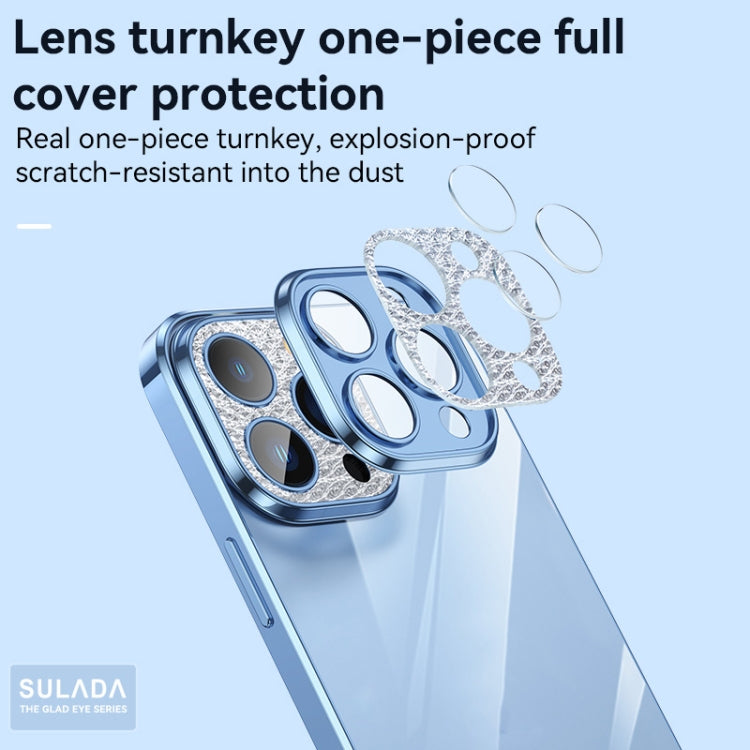 For iPhone 12 SULADA Diamond Lens Protector Plated Frosted Case(Sierra Blue) - iPhone 12 / 12 Pro Cases by SULADA | Online Shopping UK | buy2fix