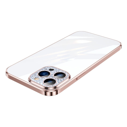 For iPhone 12 Pro Max SULADA Diamond Lens Protector Plated Frosted Case(Pink)