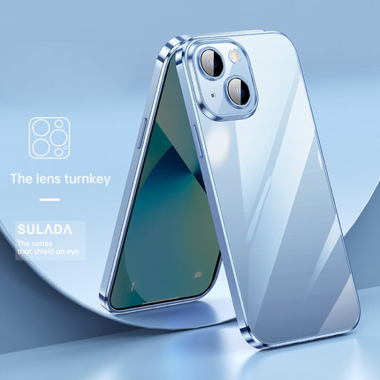 For iPhone 13 SULADA Lens Protector Plated Clear Case(Sierra Blue) by SULADA