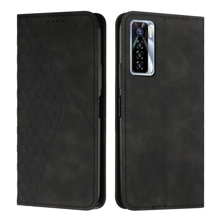 For Tecno Camon 17P / 17 Pro Diamond Splicing Skin Feel Magnetic Leather Phone Case(Black) by buy2fix