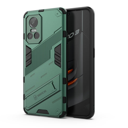 For OPPO Realme GT Neo3 5G China Punk Armor 2 in 1 PC + TPU Shockproof Phone Case with Invisible Holder(Green) by buy2fix