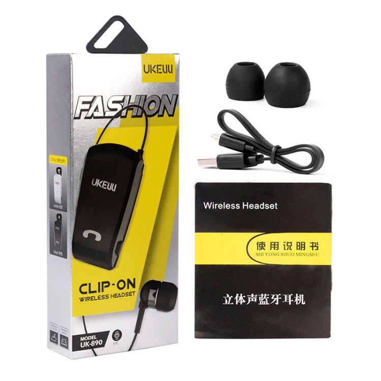 UKELILI UK-890 DSP Noise Reduction Lavalier Pull Cable Bluetooth Earphone without Vibration(Black) - Bluetooth Earphone by UKELILI | Online Shopping UK | buy2fix