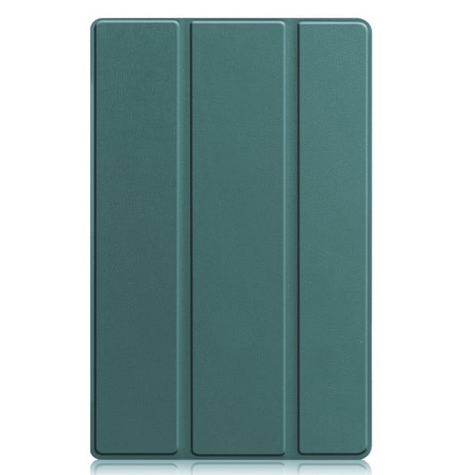 For Lenovo Tab M10 Plus 10.6 3rd Gen 2022 Custer Texture 3-Fold Holder Smart Leather Tablet Case(Dark Green) by buy2fix