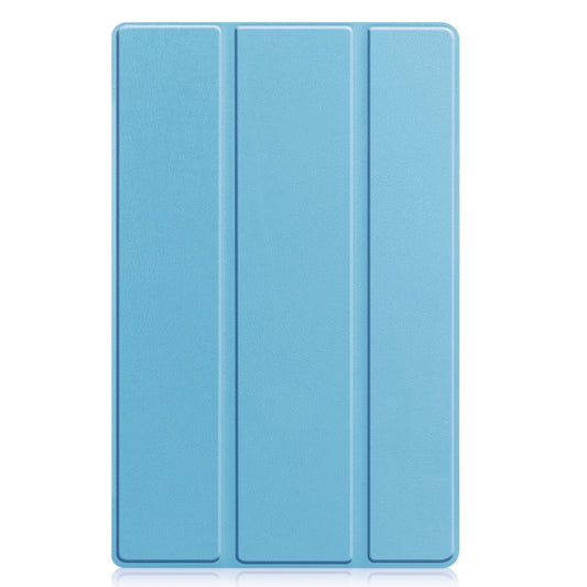 For Lenovo Tab M10 Plus 10.6 3rd Gen 2022 Custer Texture 3-Fold Holder Smart Leather Tablet Case(Sky Blue) by buy2fix