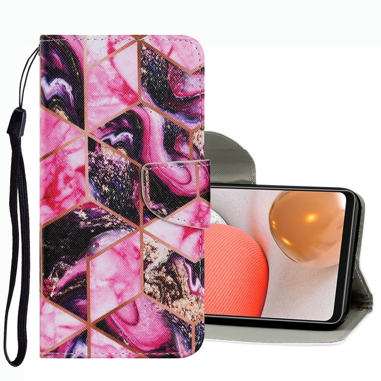 For Samsung Galaxy A42 5G Coloured Drawing Pattern Leather Phone Case(Purple Marble) by buy2fix