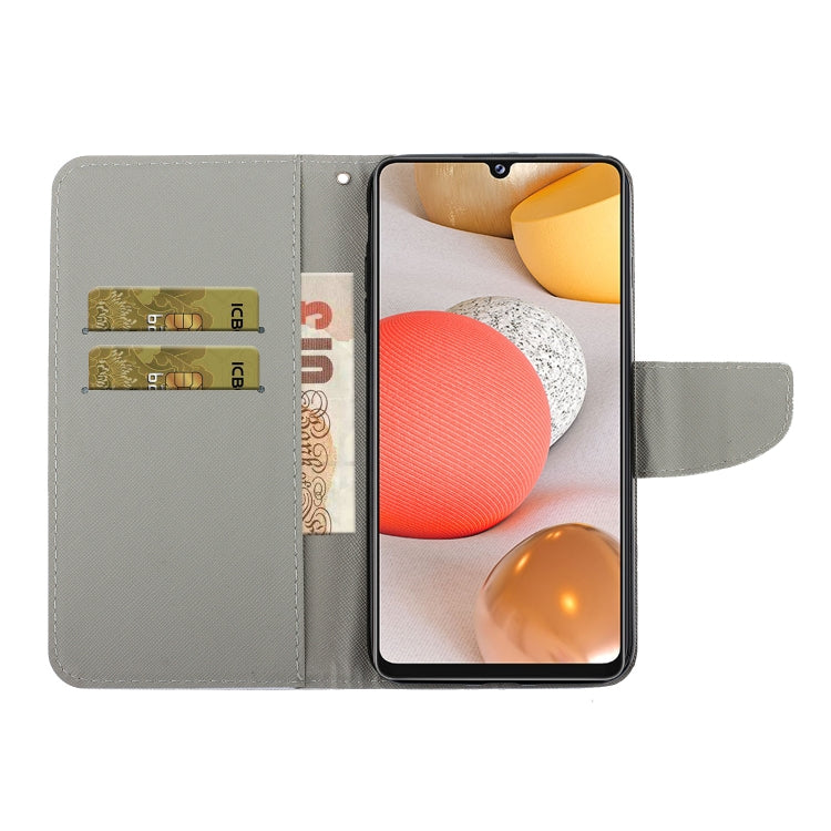 For Samsung Galaxy A42 5G Coloured Drawing Pattern Leather Phone Case(Purple Marble) by buy2fix