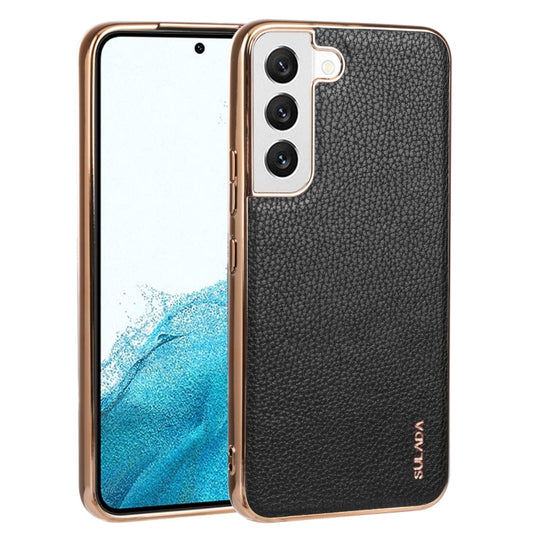For Samsung Galaxy S22 5G SULADA Shockproof TPU + Handmade Leather Phone Case(Black)