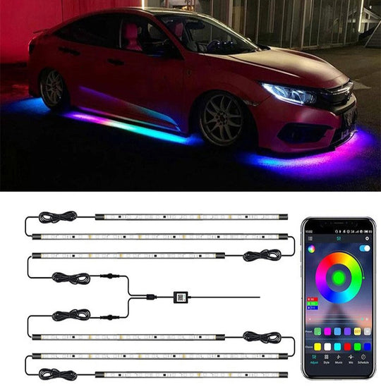 Car Modification Symphony Voice Control LED Chassis Lights, Specification:4 x 60cm + 2 x 180cm