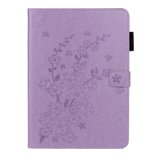 For iPad mini 2024 / mini 6 Embossed Plum Bossom Pattern Smart Leather Tablet Case(Purple) by buy2fix