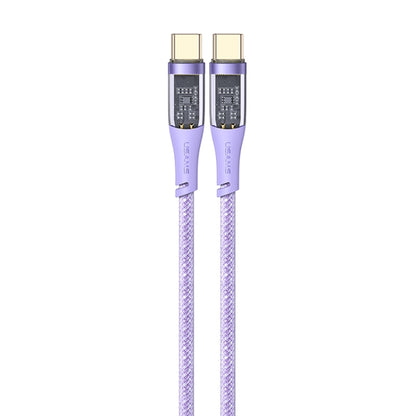 USAMS US-SJ574 Type-C / USB-C to Type-C / USB-C PD 100W Aluminum Alloy Transparent Charging Cata Cable, Length: 1.2m(Purple) -  by USAMS | Online Shopping UK | buy2fix