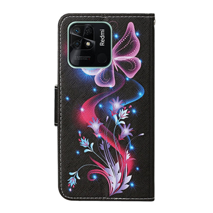 For Xiaomi Redmi 10C Colored Drawing Pattern Flip Leather Case(Fluorescent Butterfly) - Xiaomi Cases by buy2fix | Online Shopping UK | buy2fix