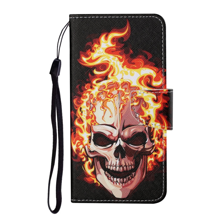 For Xiaomi Redmi 10C Colored Drawing Pattern Flip Leather Case(Flame Skull) - Xiaomi Cases by buy2fix | Online Shopping UK | buy2fix