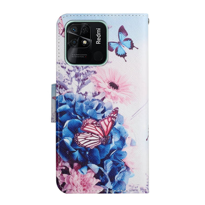 For Xiaomi Redmi 10C Colored Drawing Pattern Flip Leather Case(Purple Butterfly) - Xiaomi Cases by buy2fix | Online Shopping UK | buy2fix