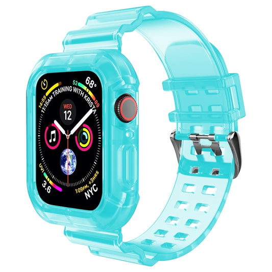 Transparent Watch Band For Apple Watch Series 8&7 45mm / SE 2&6&SE&5&4 44mm / 3&2&1 42mm(Transparent Cyan) by buy2fix
