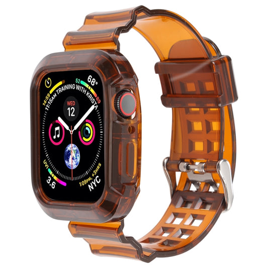 Transparent Watch Band For Apple Watch Series 8&7 45mm / SE 2&6&SE&5&4 44mm / 3&2&1 42mm(Transparent Brown) by buy2fix