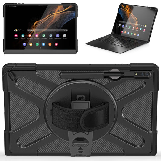 For Samsung Galaxy Tab S10 Ultra / S9 Ultra / S8 Ultra Rotary Grab TPU + PC Tablet Case(Black) by buy2fix