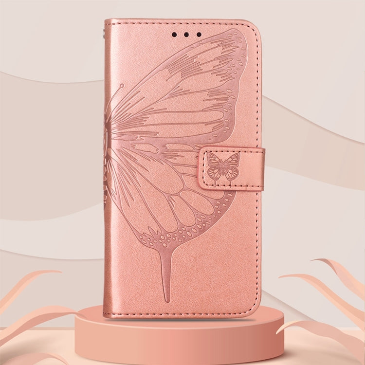 For Tecno Camon 17 Pro Embossed Butterfly Leather Phone Case(Rose Gold) by buy2fix