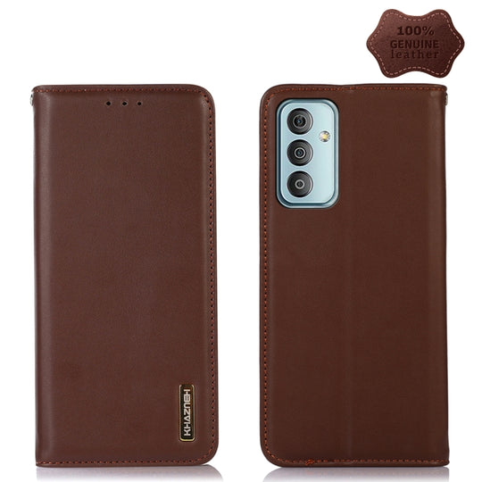For Samsung Galaxy F23 5G / M23 KHAZNEH Nappa Top Layer Cowhide Leather Phone Case(Brown)