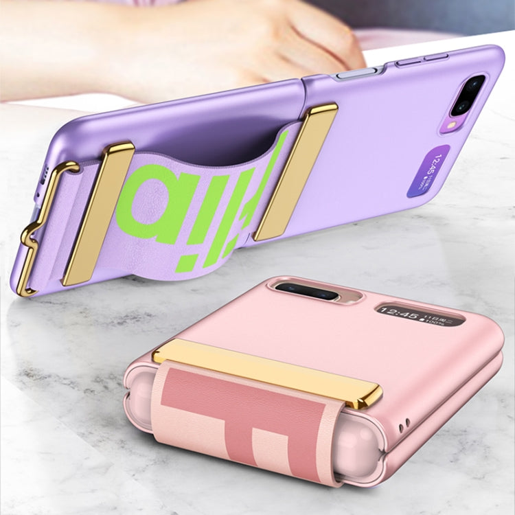 For Samsung Galaxy Z Flip GKK Ultra-thin Full Coverage Phone Flip Case with Wristband(Sweet Pink) - Galaxy Phone Cases by GKK | Online Shopping UK | buy2fix