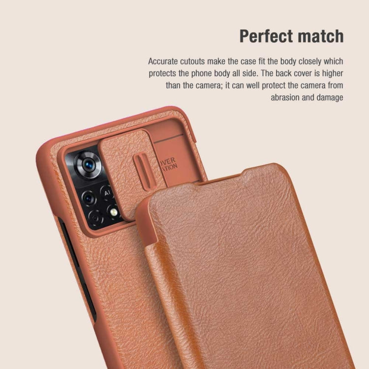 For Xiaomi Poco X4 Pro 5G NILLKIN QIN Series Pro Sliding Camera Cover Leather Phone Case(Black) - Xiaomi Cases by NILLKIN | Online Shopping UK | buy2fix